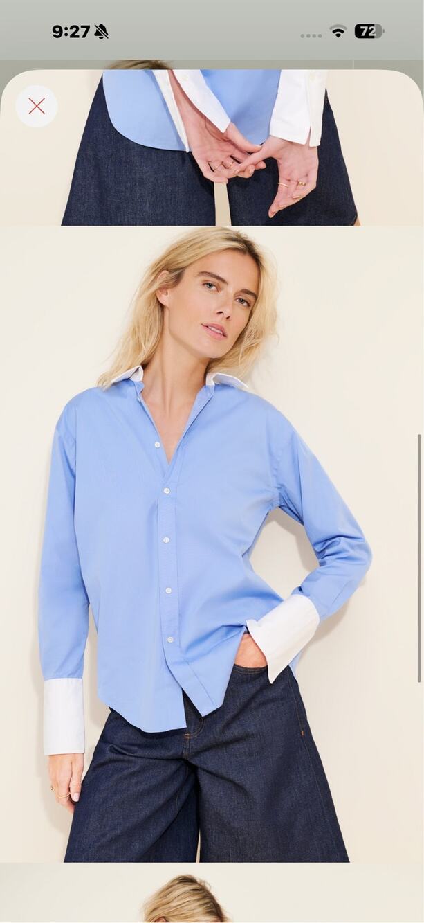 Polo Ralph Lauren Blue White Contrast Collar Button Down Shirt Size 12